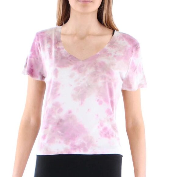 NEW Anthropologie Maronie Modal Cotton Crop V neck T-Shirt Tie Dye top NWT MED - Picture 1 of 2